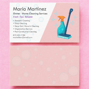 Professional House Cleaning Pink Business Card