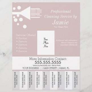 Professional House Cleaning Pink Tear Off Strips Flyer