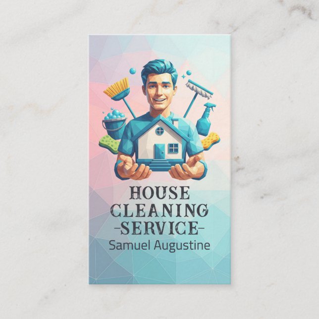 Professional House Cleaning Service Housekeeping Business Card (Front)