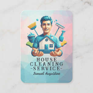 Professional House Cleaning Service Housekeeping Business Card