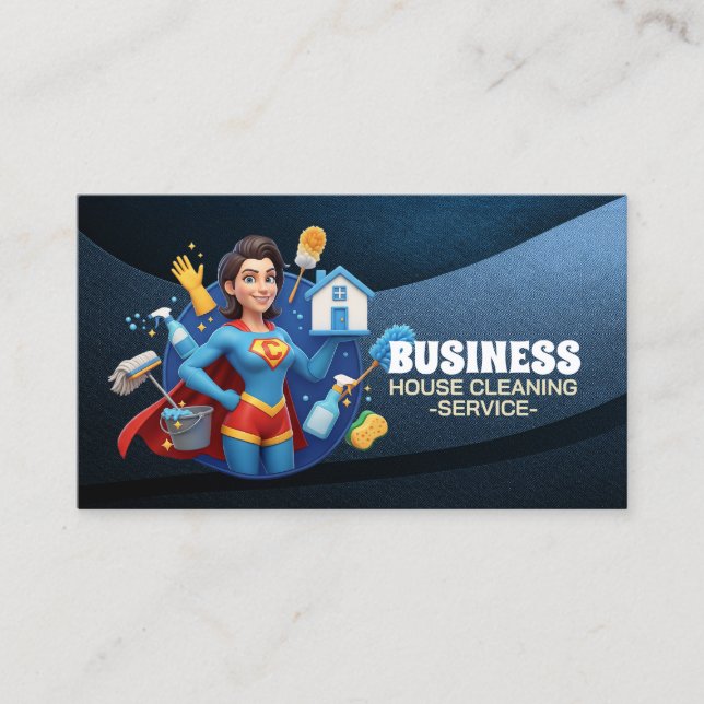 Professional House Cleaning Service Housekeeping Business Card (Front)