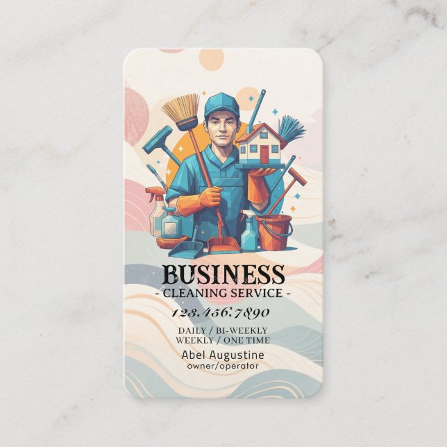Professional House Cleaning Service Housekeeping Business Card (Front)