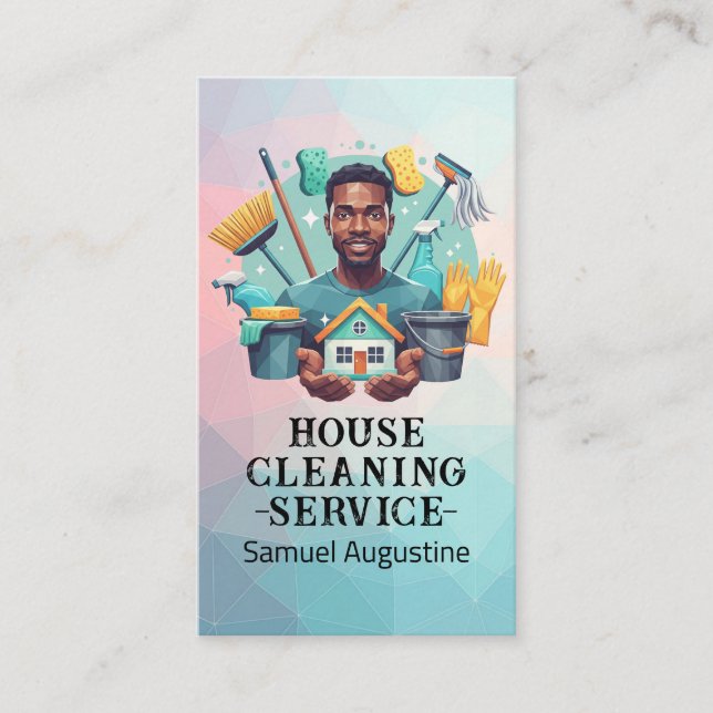 Professional House Cleaning Service Housekeeping Business Card (Front)