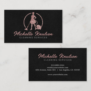 Professional House Cleaning Service pink glitter   Business Card