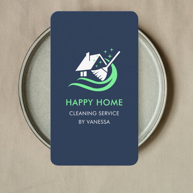 Professional House Cleaning Services Logo Qr Code Business Card (Creator Uploaded)