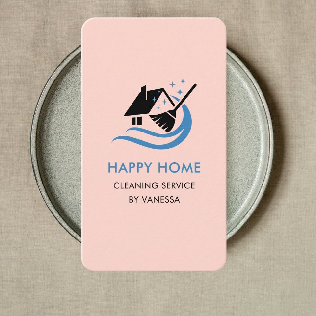 Professional House Cleaning Services Logo Qr Code Business Card (Creator Uploaded)