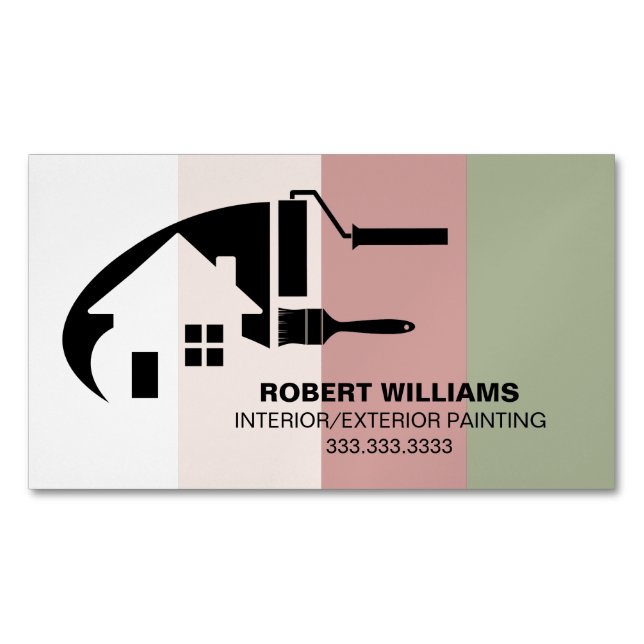 Professional House Painter Colourful Business  Magnetic Business Card (Front)