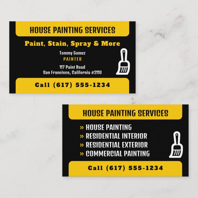 Professional House Painting Services | Paint Business Card (Front/Back)