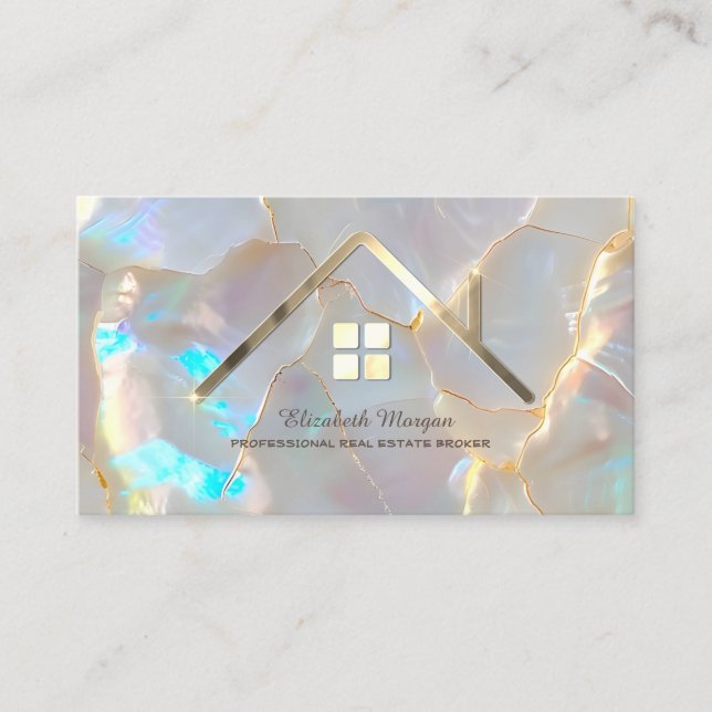 Professional House Real Estate Agent Opal Stone Business Card (Front)