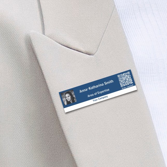 Professional Image QR-code Blue White Name Tag (Professional Image QR-code Blue White Name Tag)