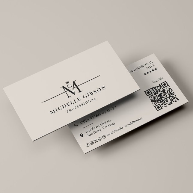 Professional Initial Crown Monogram Sand Marketing Business Card (Professional Initial Crown Monogram Sand Marketing Business Card
)