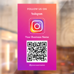 Professional Instagram Logo Follow Me Qr Code Window Cling