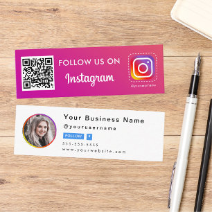 Professional Instagram Photo Follow Me Qr Code Mini Business Card
