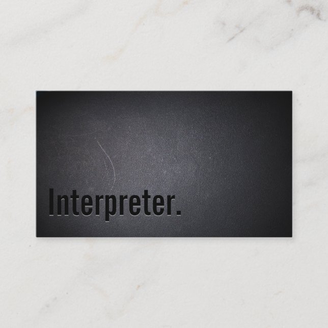 Professional Interpreter Minimalist Black Business Card (Front)