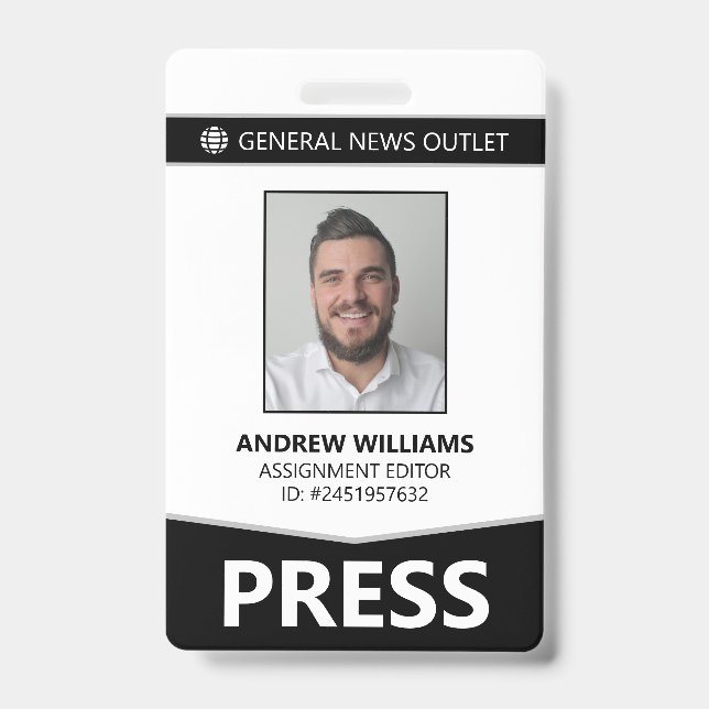Professional Journalist Press Pass ID Badge (Front)