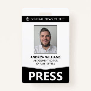 Professional Journalist Press Pass ID Badge