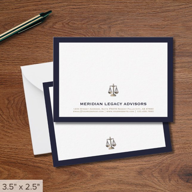 Professional Justice Scale Logo Business Note Card (Creator Uploaded)
