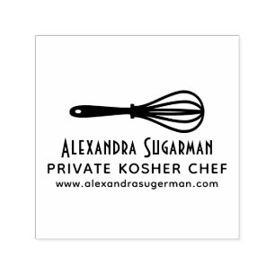 Professional Kosher Chef, Whisk Business Logo Self-inking Stamp