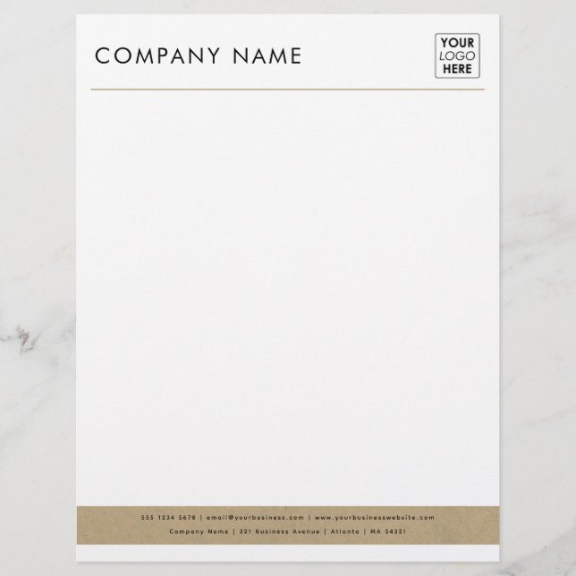 Professional Kraft Accent Business Logo Letterhead (Front)