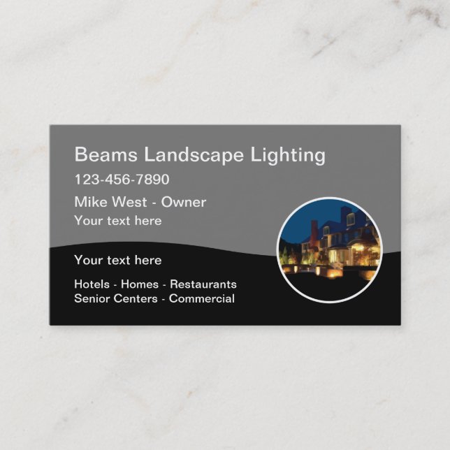 Professional Landscape Lighting Service Business Card (Front)