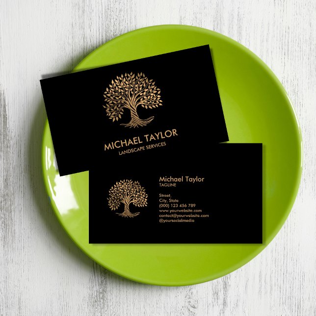 professional landscape tree service and lawn care  business card (Creator Uploaded)