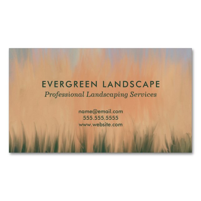 Professional Landscaping Service Blue Coral Green Magnetic Business Card (Front)