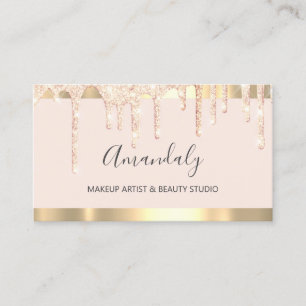 Professional Lash Makeup Artist Rose Gold Drips Business Card