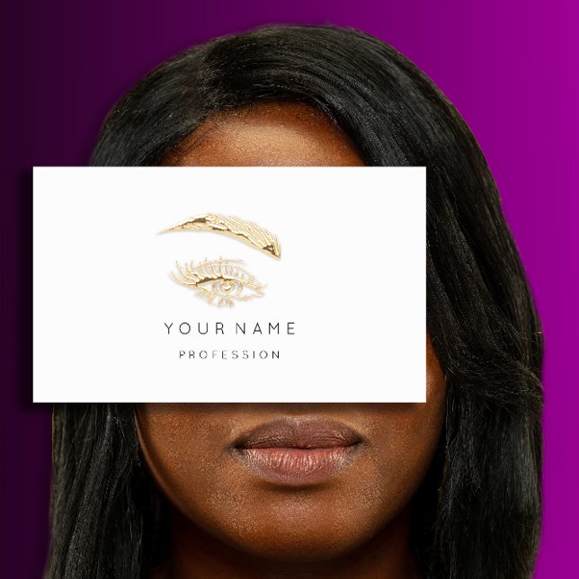 Professional Lashes Brows Makeup Logo Gold Business Card (Professional Lashes Brows Makeup Logo Gold Business Card)