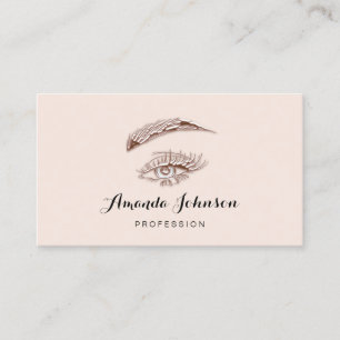 Professional Lashes Brows Makeup Logo Rose Blush  Business Card