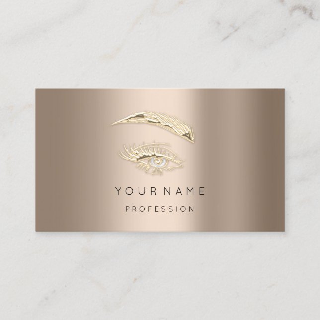 Professional Lashes Brows Makeup Logo Rose Blush Business Card (Front)