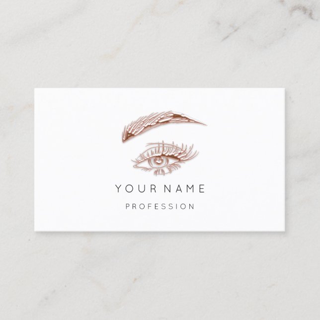 Professional Lashes Brows Makeup Logo Rose Pink Business Card (Front)