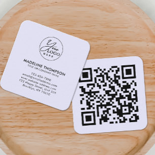 Professional Lavender Generic Company Logo QR Code Square Business Card