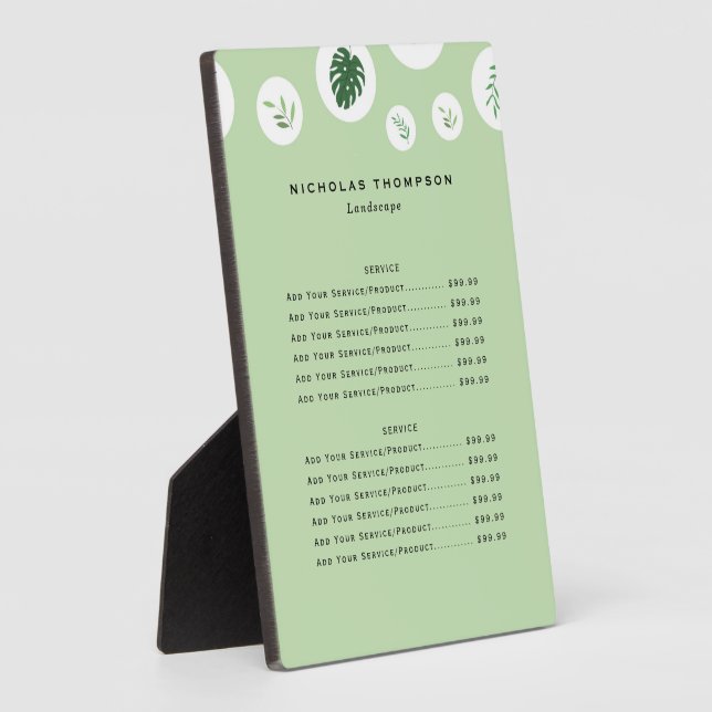 Professional Lawn and Tree Care Price List Plaque (Side)