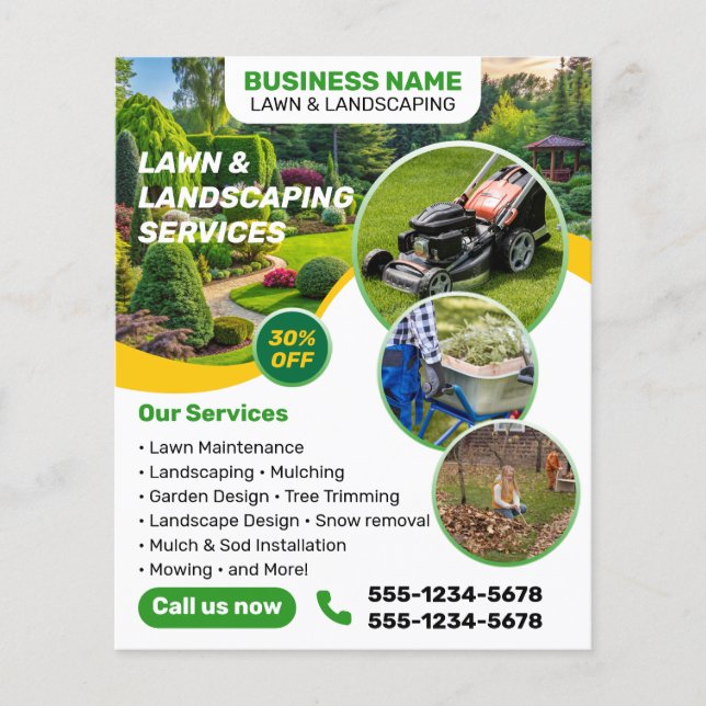 professional lawn care and landscaping flyer (Front)