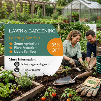 Professional Lawn Care & Gardening Services Magnetic Business Card