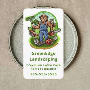 Professional Lawn Care Landscaping Friendly Mascot Business Card