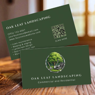 Professional Lawn Care Landscaping Service QR Code Business Card