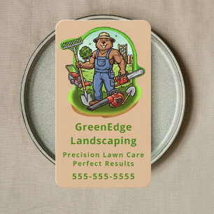 Professional Lawn Care Landscaping Service Rustic Business Card