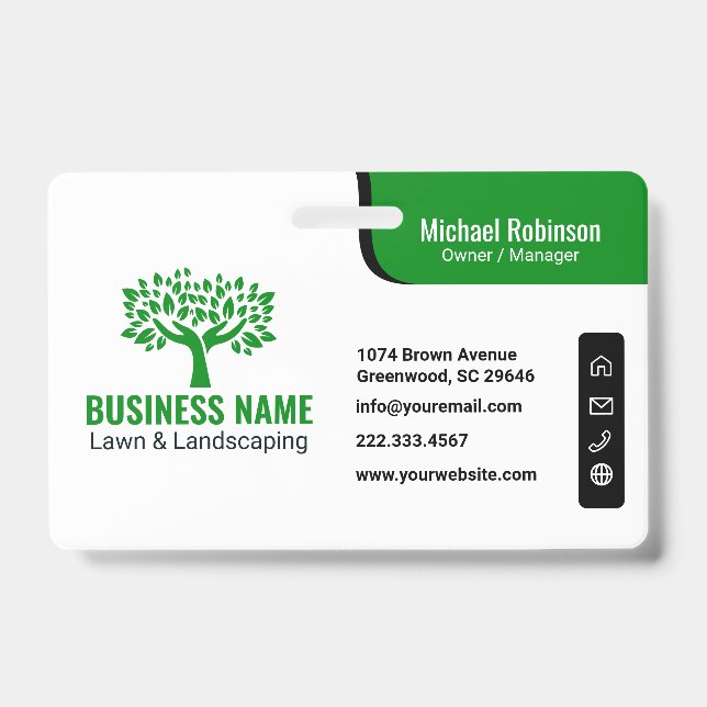 Professional Lawn Care Landscaping Tree Logo Badge (Front)