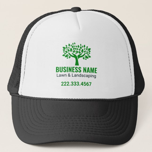 Professional Lawn Care Landscaping Tree Logo Trucker Hat (Front)