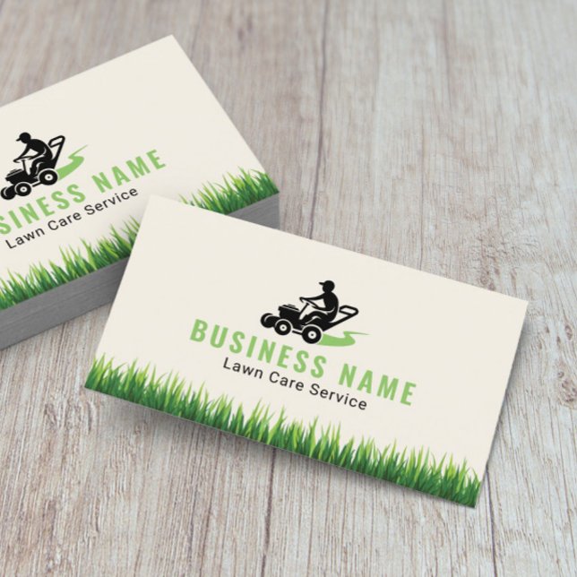 Professional Lawn Care Mower Logo Landscaping Business Card (Creator Uploaded)