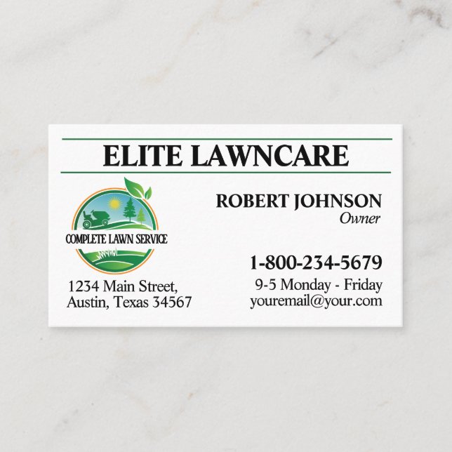 Professional Lawn Care Service Business Card (Front)