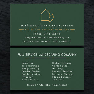 Professional Lawn Care Service Landscaping Business Card