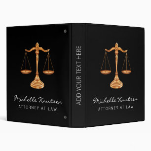 Professional Lawyer Attorney luxury Black Gold  Binder