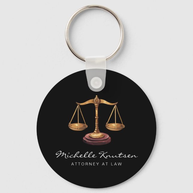 Professional Lawyer Attorney luxury Black Gold Keychain (Front)