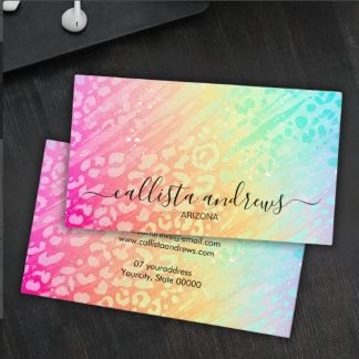 Professional Leopard Glitter Add Your Name Business Card