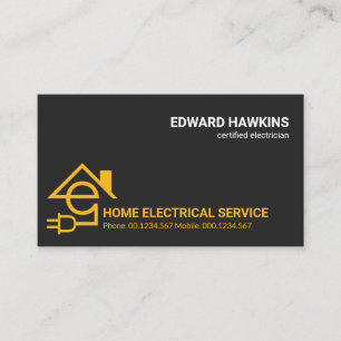Professional Letter E Electrician Home Power Plug Business Card