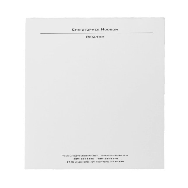 Professional Light Gray Simple Plain Notepad (Front)