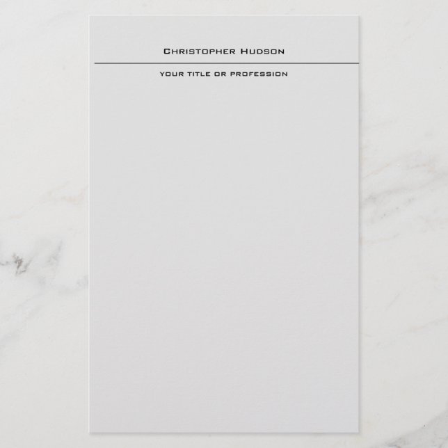 Professional Light Gray Simple Plain Stationery (Front)