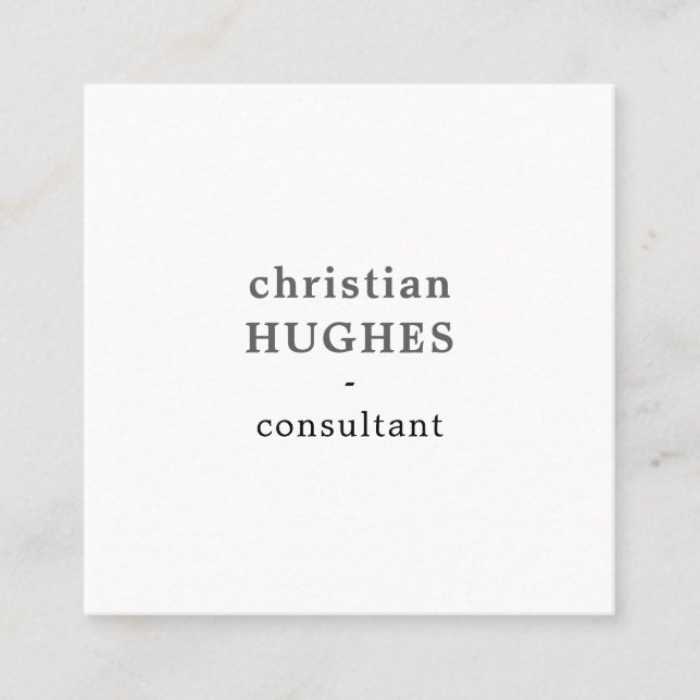 Professional Light Grey White Consultant QR code Square Business Card (Front)